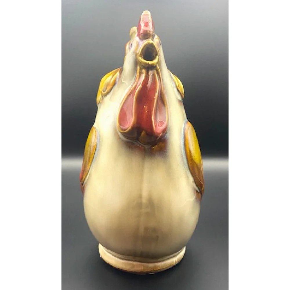Glazed Rooster Pitcher Art Pottery Home Decor- Pre-owned